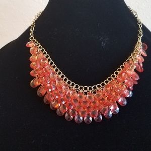 Gold tone choker with Orange Beads